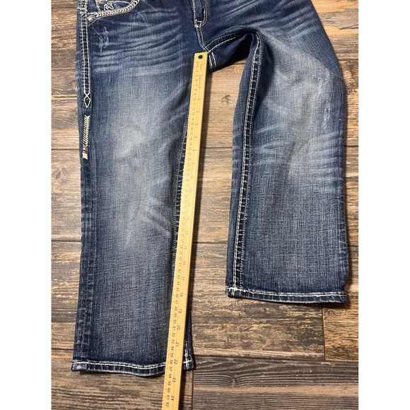 Rock Revival Sasha Capri Jeans Size 31 Bling Flap Pocket Stretch Boho Chic Style - Picture 7 of 11